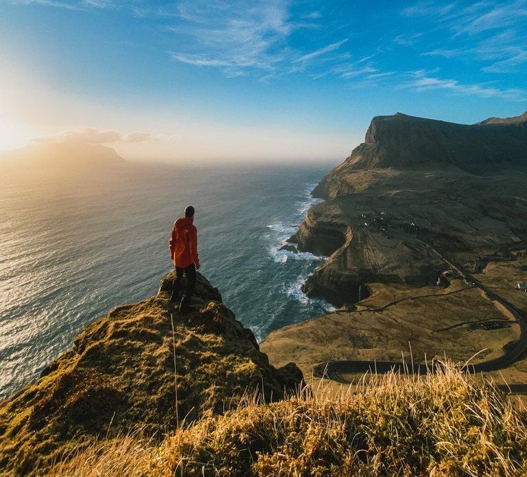Polle on a cliff above the sea, Faroe Islands